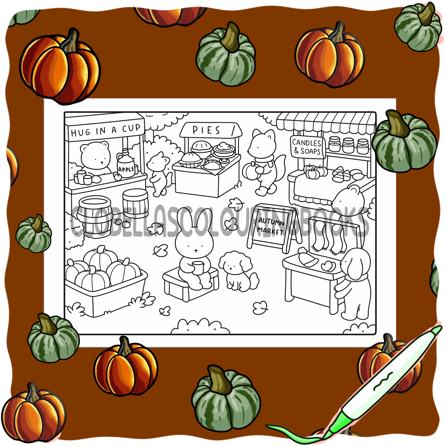 Digital Download - Lottie Autumm Market Colouring Page